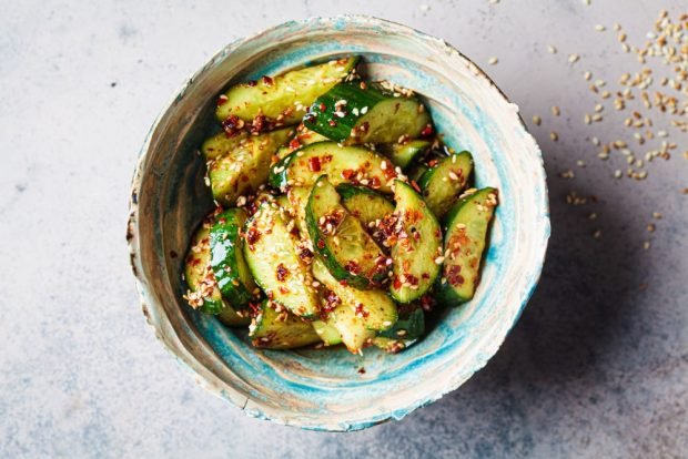 Bled cucumbers in Korean