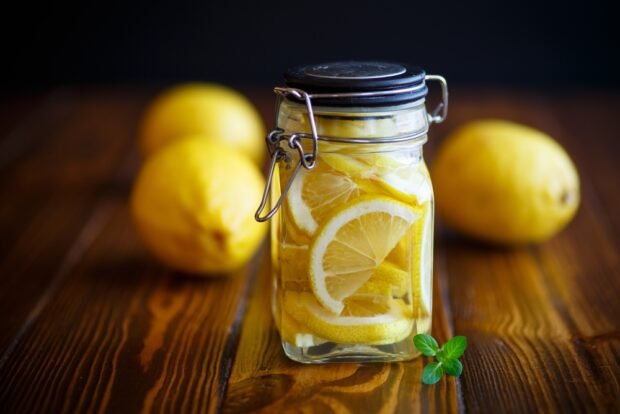 Canned lemons in sugar syrup