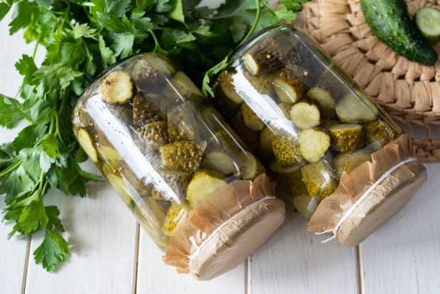 Pickled chopped cucumbers in Finnish for the winter