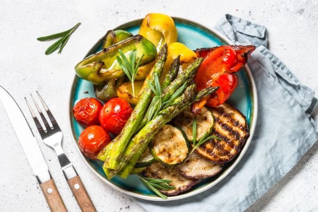 Vegetables on the barbecue on the grille